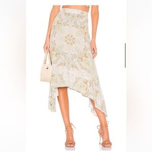 Free People Cream and Gold Asymmetrical Skirt